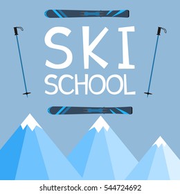 ski school logo, emblems, design elements. Winter club logotype templates, badges.