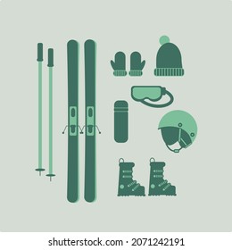 ski set, vector illustration, isolated