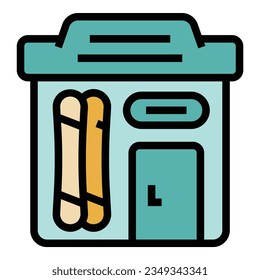 Ski shop icon outline vector. Interior store. Fitness store color flat