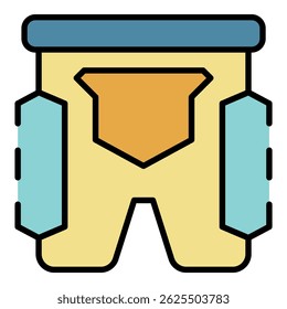 Symbol für Skischuhe. Outline Skihose, Vektorsymbol, Farbe, flach, einzeln auf Weiß