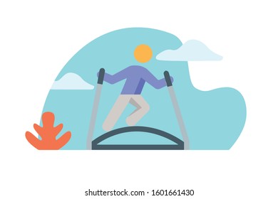 ski simulator sports vector icon modern character with isolated white background