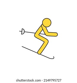Ski, skiing sports icon line style icon, style isolated on white background