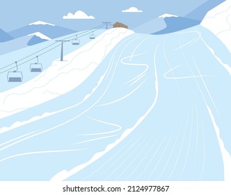 Ski slope background. Winter alpine scene background isolated on white background