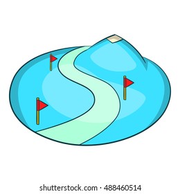 Ski slope of the snow mountain icon in cartoon style isolated on white background vector illustration