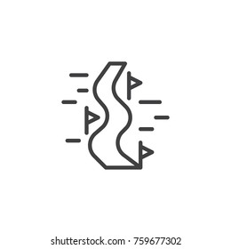 Ski Slope Winter Sports Line Icon, Outline Vector Sign, Linear Style Pictogram Isolated On White. Symbol, Logo Illustration. Editable Stroke