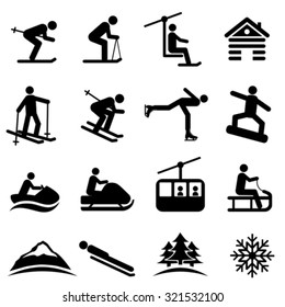 Ski, snow and winter icon set