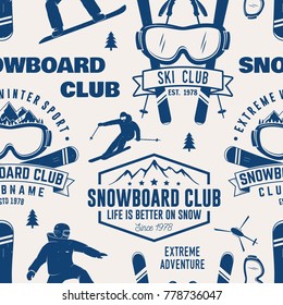 Ski Snowboard Club Seamless Pattern Vector Stock Vector (Royalty Free ...