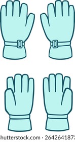 Ski and Snowboard Gloves: Palm and Back View Illustration