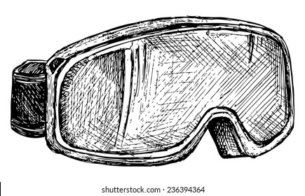 ski snowboard goggles on white background, vector