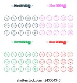 Ski and Snowboard icon set