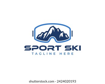ski snowboard logo vector illustration. mountain goggle glasses logo template