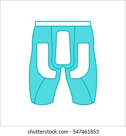 Ski or snowboard shorts protector symbol sign flat icon on background