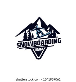 Ski Snowboard Sport Logo Template Vector