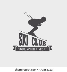 Ski and snowboarding resort logo, emblem, label or badges vector element.