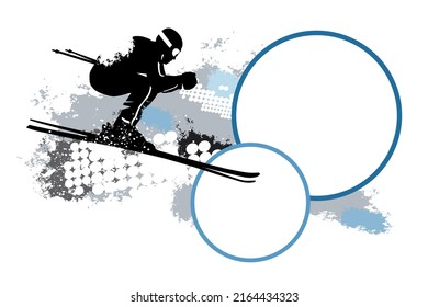 Ski sport graphic with text buttons.