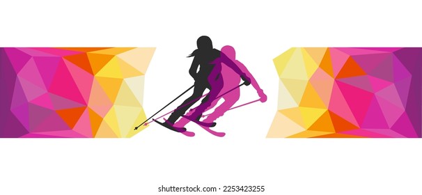 Ski sport graphic for use as a template for flyer or for use in web design.