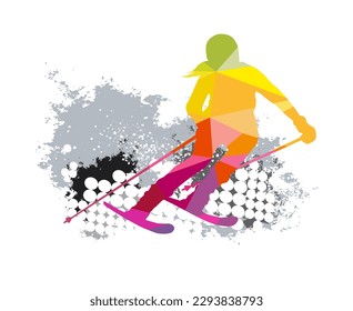 Ski sport graphic for use as a template for flyer or for use in web design.