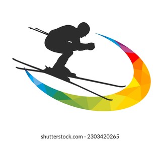 Ski sport graphic for use as a template for flyer or for use in web design.