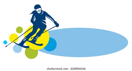 Gráfica deportiva de esquí en calidad vectorial.