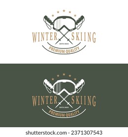 Ski Sport Logo, Winter Snow Sports Design Retro Vintage Vector Illustration