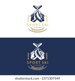 Ski Sport Logo, Winter Snow Sports Design Retro Vintage Vector Illustration