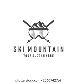 Ski Sport Logo, Winter Snow Sports Design Retro Vintage Vector Illustration