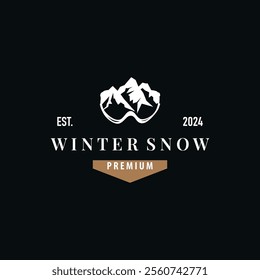 Ski Sport Logo, Winter Snow Sports Design Retro Vintage Vector Illustration