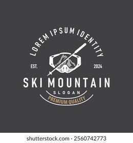 Ski Sport Logo, Winter Snow Sports Design Retro Vintage Vector Illustration