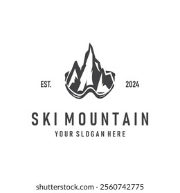 Ski Sport Logo, Winter Snow Sports Design Retro Vintage Vector Illustration