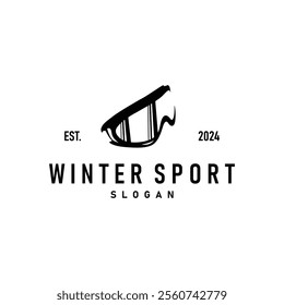 Ski Sport Logo, Winter Snow Sports Design Retro Vintage Vector Illustration