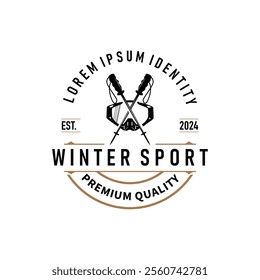 Ski Sport Logo, Winter Snow Sports Design Retro Vintage Vector Illustration