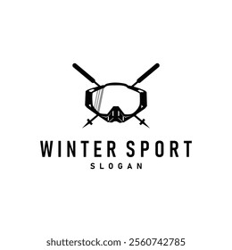 Ski Sport Logo, Winter Snow Sports Design Retro Vintage Vector Illustration