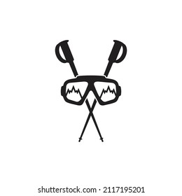Ski sport player vector logo design