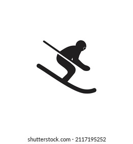 Diseño del logo vectorial del jugador deportivo de esquí