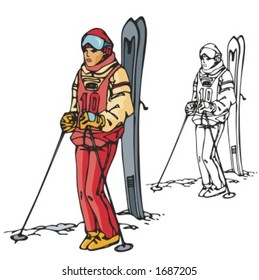 Ski sport. Vector illustration