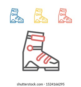 Ski sports boot line icons. Vector signs for web graphics.