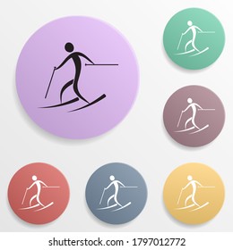 Ski sprint badge color set icon. Simple glyph, flat vector of sport icons for ui and ux, website or mobile application
