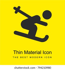 Ski stick man bright yellow material minimal icon or logo design
