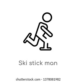 ski stick man vector line icon. Simple element illustration. ski stick man outline icon from people concept. Can be used for web and mobile