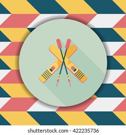 ski and sticks flat icon with long shadow