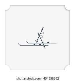 Ski and sticks flat illustration.