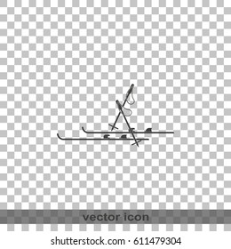 Ski and sticks flat illustration.