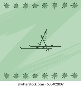 Ski and sticks flat illustration.