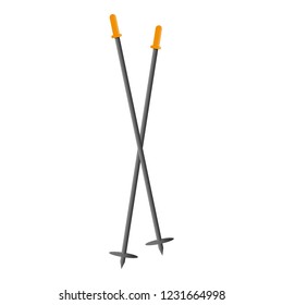 Ski sticks icon. Cartoon of ski sticks vector icon for web design isolated on white background