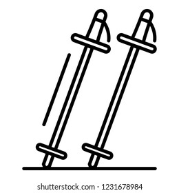 Ski sticks icon. Outline ski sticks vector icon for web design isolated on white background