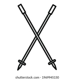 Ski sticks icon. Outline Ski sticks vector icon for web design isolated on white background