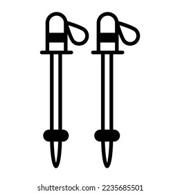 Ski sticks vector icon in modern style, hiking sticks