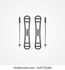 Ski sticks vector icon sign symbol