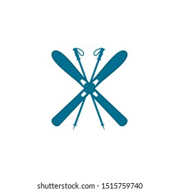 ski and sticks - winter equipment - vector illustration.