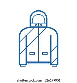 Ski suit vector icon in outline design. Snowboard jacket thin line illustration.